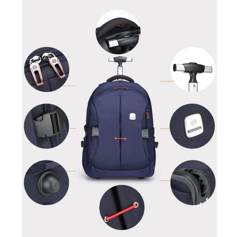 Wheeled Backpack Wheels Travel - Foldable Rolling Luggage Bag recension och pris
