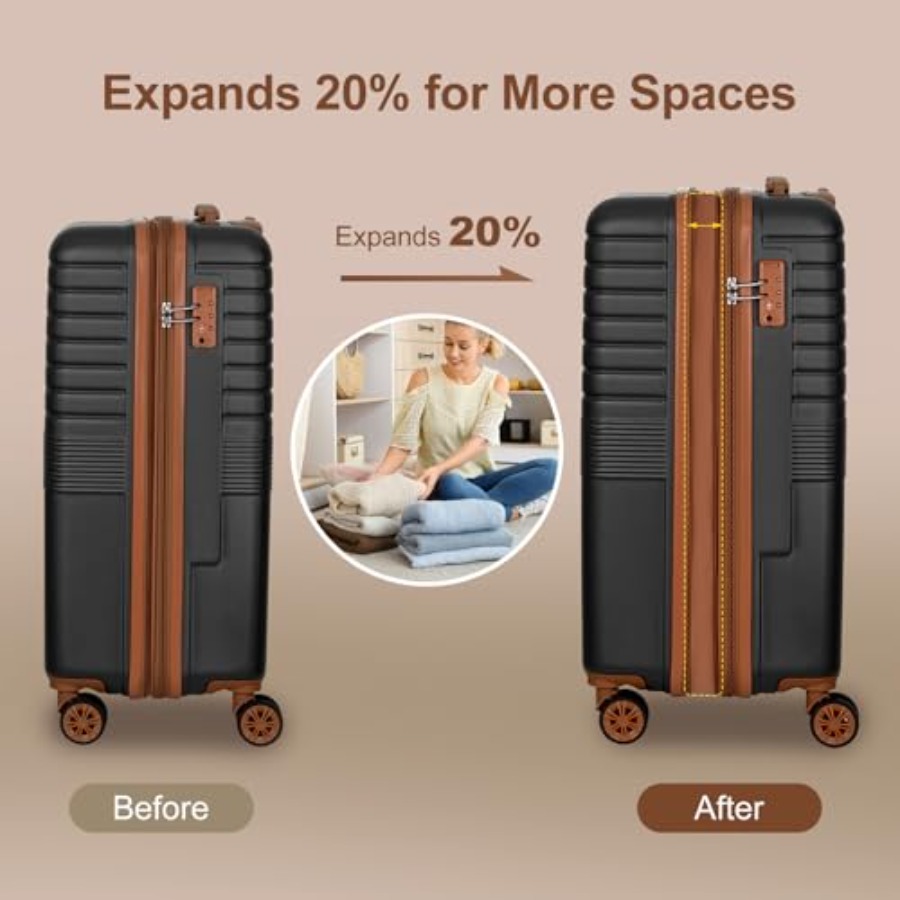 3-Piece Expandable Luggage Set - Expandable Hard Shell Luggage Set recension och pris