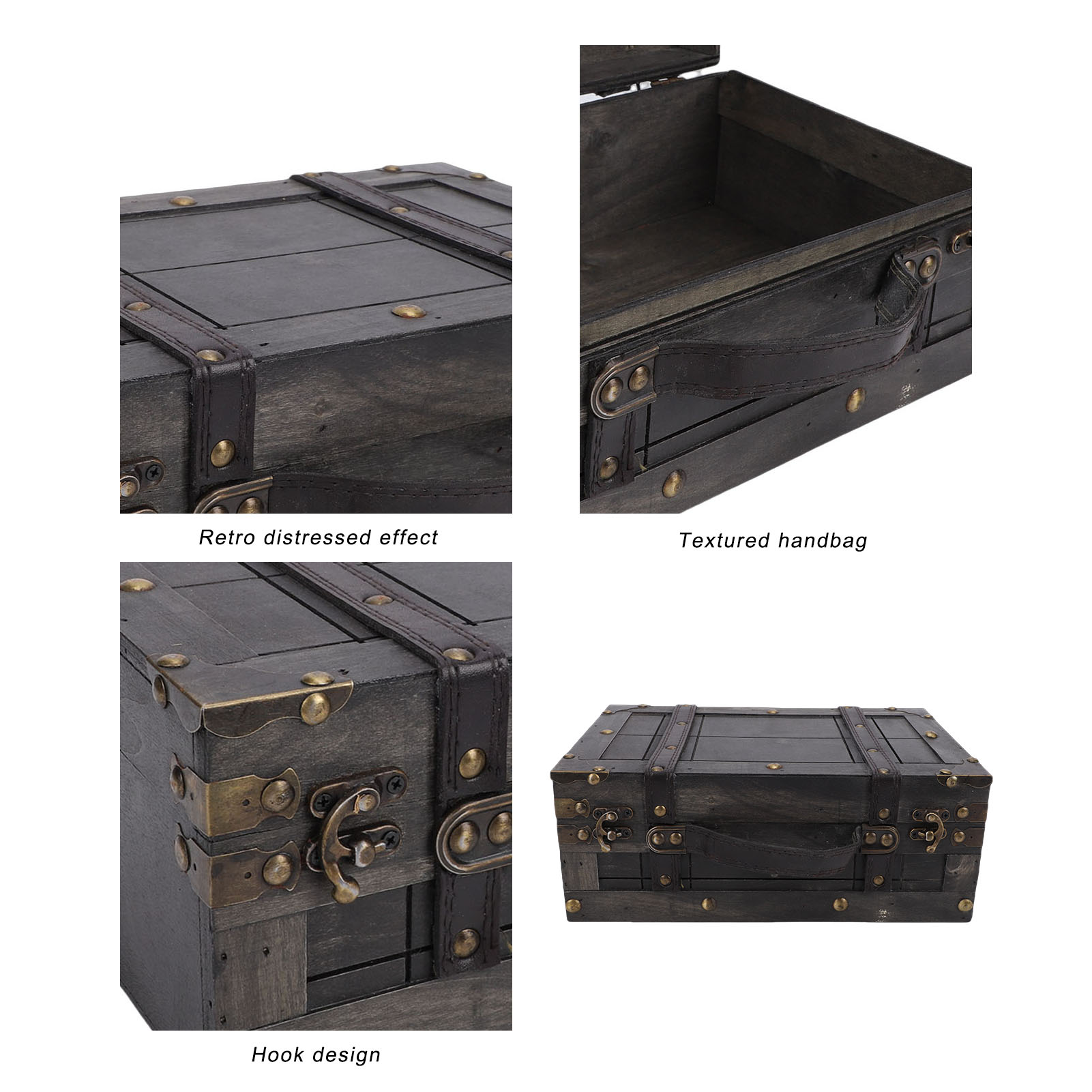 Wood Storage Trunk Wooden Ches - Retro Vintage Trunk Suitcase recension och pris