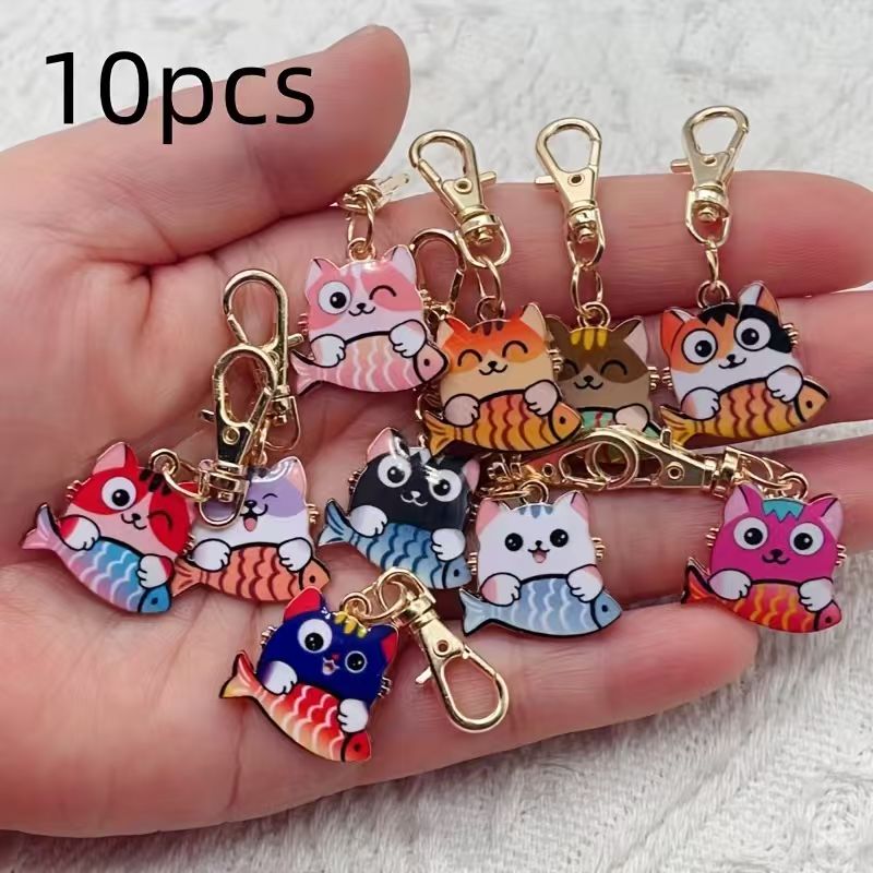 10pcs alloy printed cat keycha - Wallets recension och pris