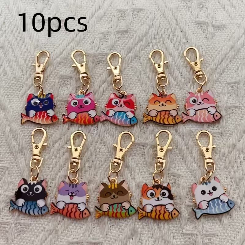 10pcs alloy printed cat keycha - Wallets recension och pris