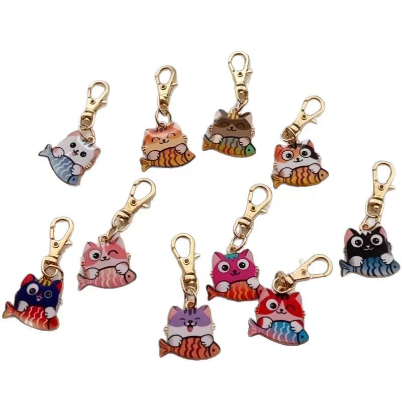 10pcs alloy printed cat keycha - Wallets recension och pris